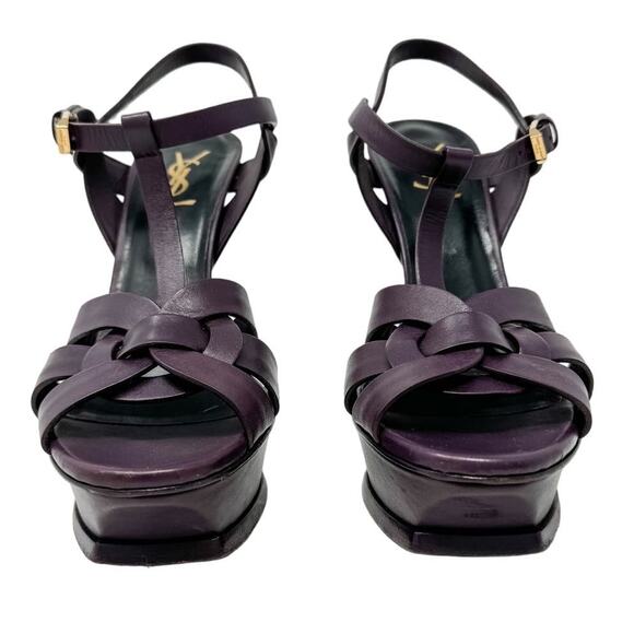 Saint Laurent YSL Tribute 135 Plum Purple Platform Strap Heels Sandals size 40 - Picture 4 of 15